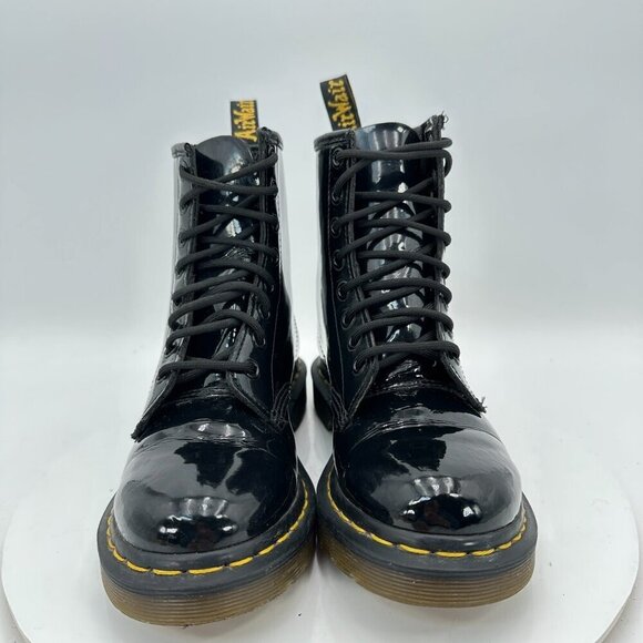 Dr. Martens Women Size 6 11821 Black Shiny Patent Leather 8 Hole Combat Boot - Picture 2 of 11